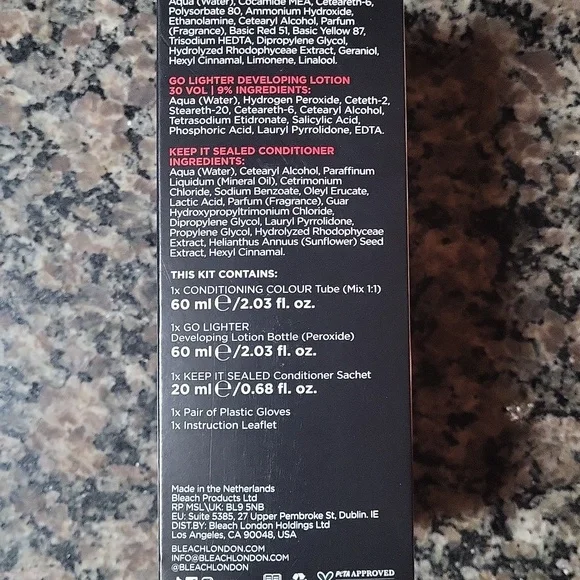 No Bleach London Vivid RED Hair Dye V66 NIB permanent vegan dye blends grays - Picture 6 of 8